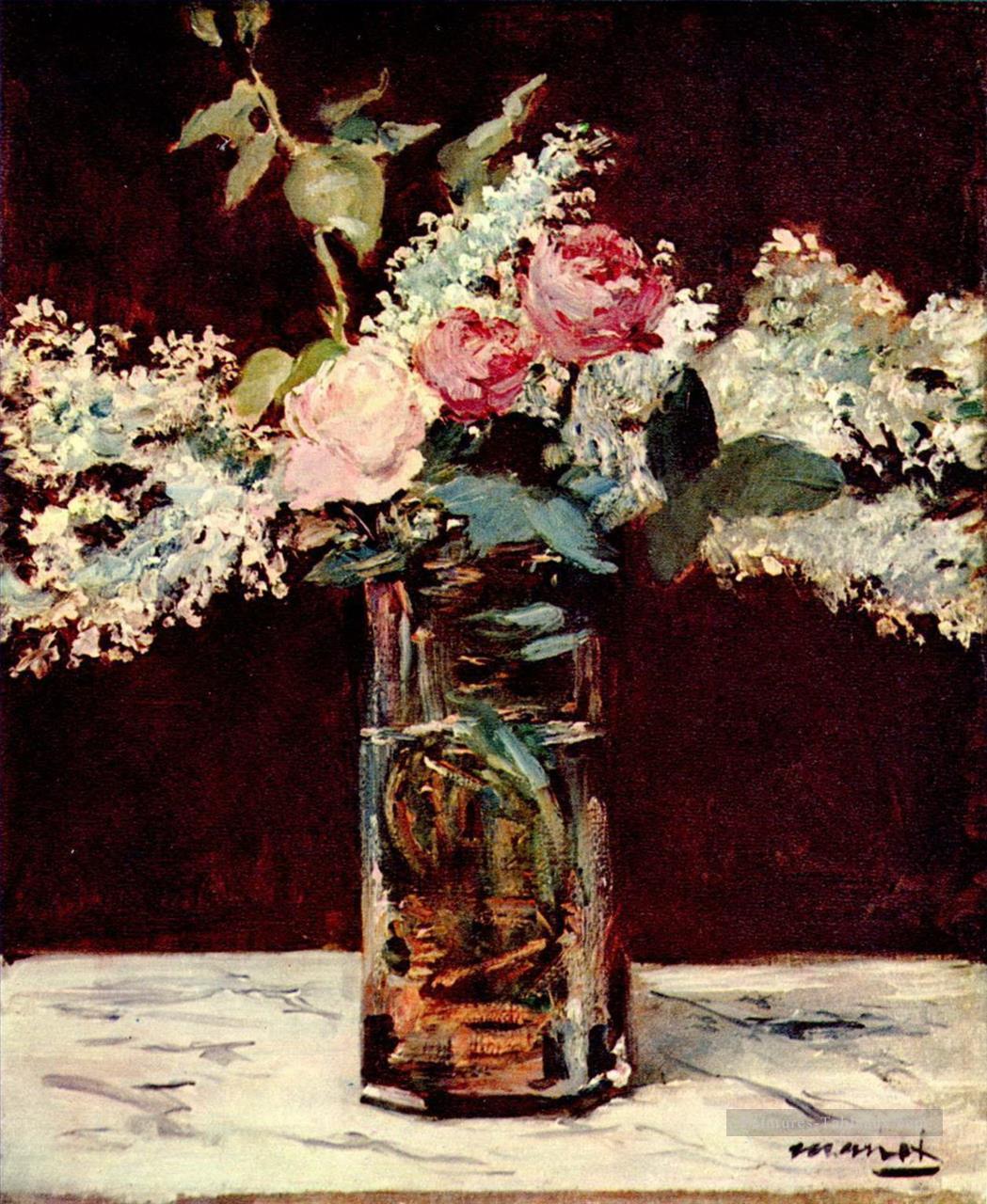 lilas et roses Eduard Manet Fleurs impressionnistes Peintures à l'huile